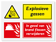 Waarschuwingsbord Explosieve gassen - In geval van brand flessen verwijderen vanaf 20 x 15 cm