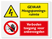 Waarschuwingsbord Gevaar hoogspanning - verboden toegang voor onbevoegden vanaf 20 x 15 cm