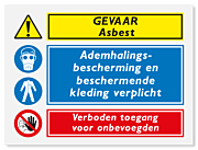 Waarschuwingsbord Asbest - bescherming verplicht - verboden toegang vanaf 20 x 15 cm
