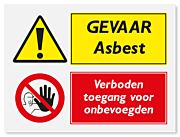 Waarschuwingsbord Gevaar asbest - verboden toegang voor onbevoegden vanaf 20 x 15 cm
