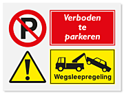 Waarschuwingsbord Verboden te parkeren - wegsleepregeling vanaf 20 x 15 cm