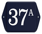 Emaille huisnummerbord met oor 10 x 10 cm