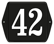 Emaille huisnummerbord met oor 12 x 12 cm zwart wit