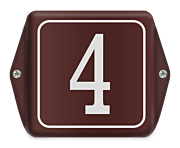 Emaille huisnummerbord met oor en sierkader 6 x 6 cm