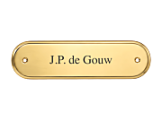 Klassiek messing naamplaatje met afgeronde hoeken voor voordeur 12,2 x 3,4 cm