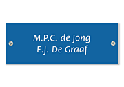 Kunststof naamplaatje 11 x 4 cm blauw