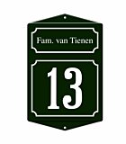 Emaille naambord speciaal met oren 12 x 16 cm