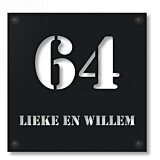 Naambord voordeur uitgesneden tekst zwart 20 x 20 cm