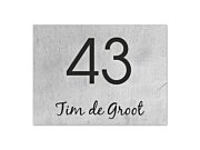 Beton look naambord rechthoek 20 x 15 cm