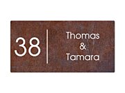 Cortenstaal look naambord rechthoek 20 x 10 cm voor bij de voordeur