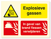 Waarschuwingsbord in geval van brand flessen verwijderen vanaf 20 x 15 cm