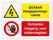 Waarschuwingsbord Gevaar hoogspanningsruimte - verboden toegang voor onbevoegden vanaf 20 x 15 cm