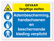 Waarschuwingsbord Vergiftige stoffen - Vergiftige stoffen - bescherming verplicht vanaf 20 x 15 cm