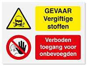 Waarschuwingsbord Gevaar vergiftige stoffen - verboden toegang voor onbevoegden vanaf 20 x 15 cm