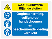 Waarschuwingsbord Bijtende stoffen - Bijtende stoffen - bescherming verplicht vanaf 20 x 15 cm