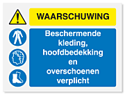 Waarschuwingsbord Waarschuwing - bescherming verplicht vanaf 20 x 15 cm