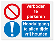 Waarschuwingsbord Verboden te parkeren - nooduitgang vrij houden vanaf 20 x 15 cm