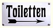 Emaille deurbordje Toiletten met pijl naar rechts