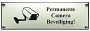 Tekstbord permanente camera beveiliging -  22 x 7 cm emaille - zwart