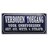 Tekstbord Verboden toegang-19,5 x 9 cm | 35 x 16-Emaille