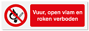 Verbodsbord Vuur, open vlam en roken verboden
