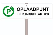 Parkeerbord Oplaadpunt elektrische auto - op paal - wit