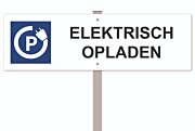 Parkeerbord Elektrisch opladen - op paal - wit