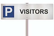 Parkeerbord Visitors op paal aluminium rvs-look