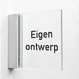 Pictogram Eigen ontwerp van plexiglas met haakse wandhouder