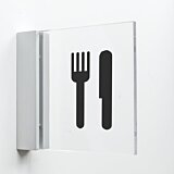 Pictogram Restaurant van plexiglas met haakse wandhouder