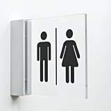 Pictogram Toiletten van plexiglas met haakse wandhouder, luxe design voor binnengebruik