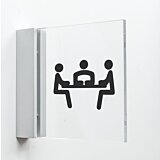 Pictogram Vergaderkamer - Plexiglas bord met haakse wandhouder