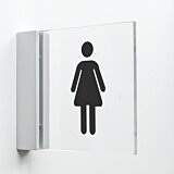 Pictogram WC Dames van plexiglas met haakse wandhouder luxe design