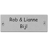 RVS naamplaatje 11 x 4 cm inox gegraveerd met schroeven