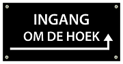 Tekstbord Kunststof Ingang om de hoek met pijl rechts zwart