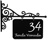 Uithangbord zwart van gietijzer met ronde hoeken