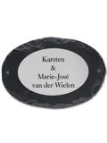 Leisteen naambord met RVS ovaal gegraveerd 30x20 cm