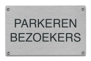 Parkeren bezoekers tekstbord rvs