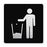 Pictogram Afval prullenbak zwart 10 x 10 cm