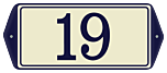 Emaille huisnummerbord met oor en sierkader 20 x 10 cm