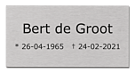 Gedenkbordje rvs 11 x 5,5 cm gegraveerd inox