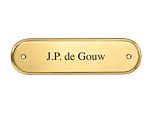 Klassiek messing naamplaatje met afgeronde hoeken voor voordeur 12,2 x 3,4 cm