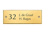 Klassiek messing naamplaatje rechthoek voor voordeur 12 x 4,3 cm