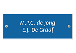Kunststof naamplaatje 11 x 4 cm blauw