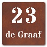Cortenstaal naambord 20 x 20 cm