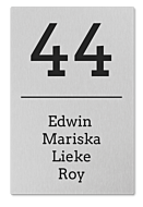 RVS naambord 12,5 x 19 cm met blinde bevestiging (staand)