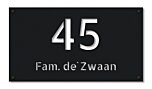 Naambord uitgesneden tekst mat zwart 45 x 25 cm