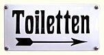 Emaille deurbordje Toiletten met pijl naar rechts 