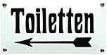Emaille deurbordje Toiletten met pijl naar links