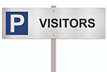 Parkeerbord Visitors op paal aluminium rvs-look